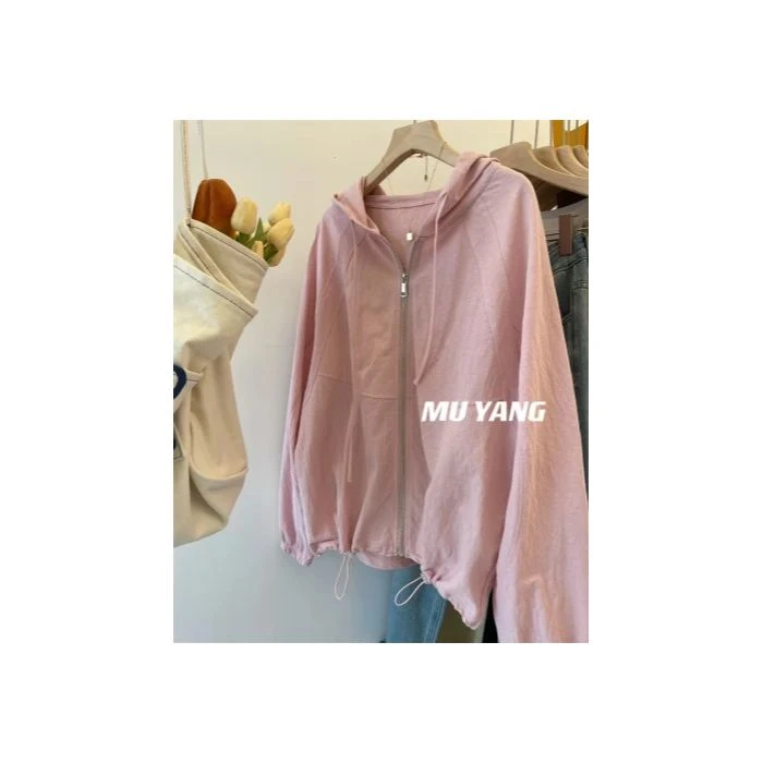 女大码长袖连帽防晒衫女夏装2025新款韩版宽松外套时尚百搭衬衣