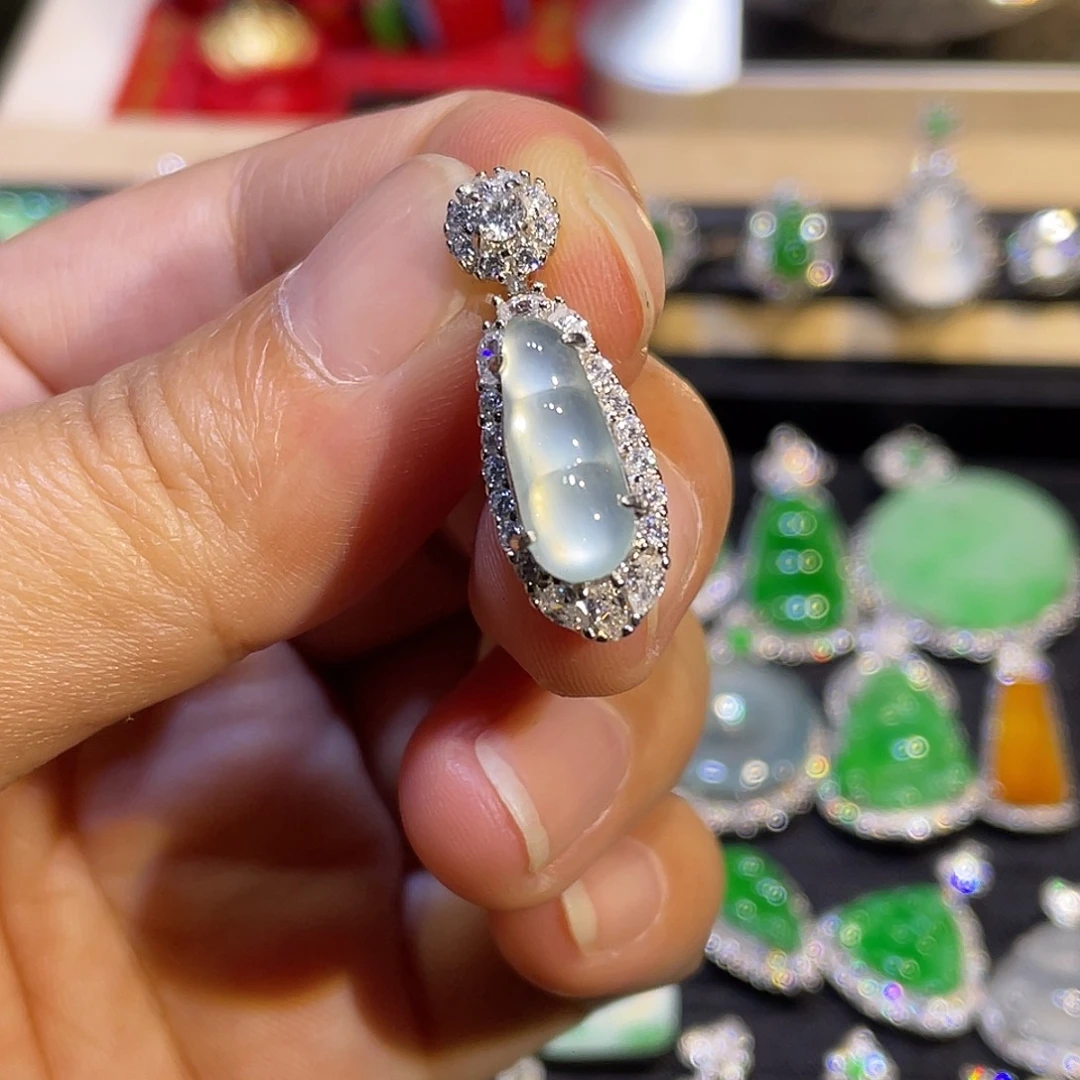 翡翠银S925镶嵌吊坠(不含链)