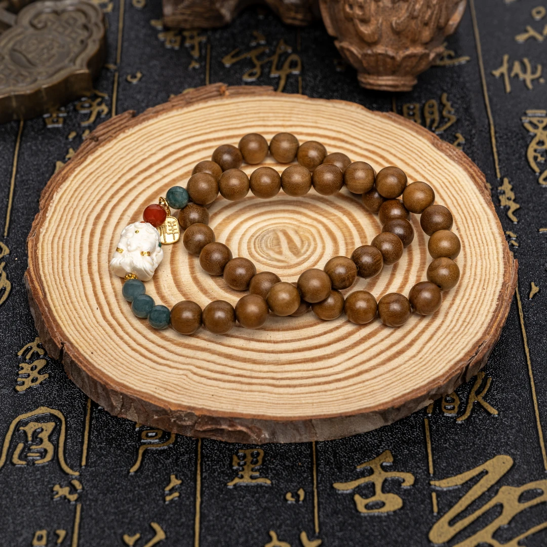 【皇木传奇】印度老山檀8mm蓝翡度母毕业级 DIY 双圈手串