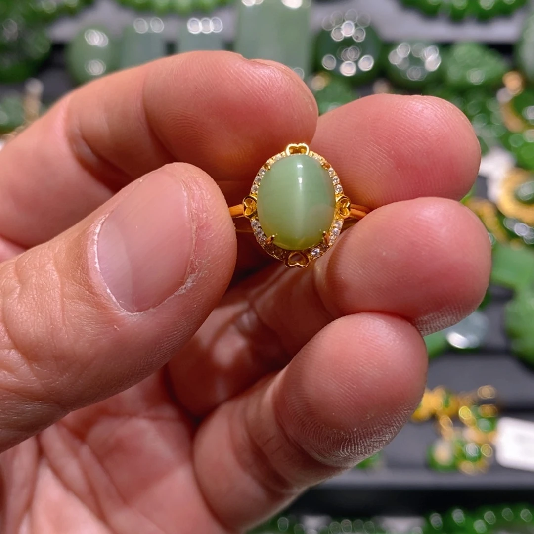 银S925镶嵌手链和田玉（碧玉）