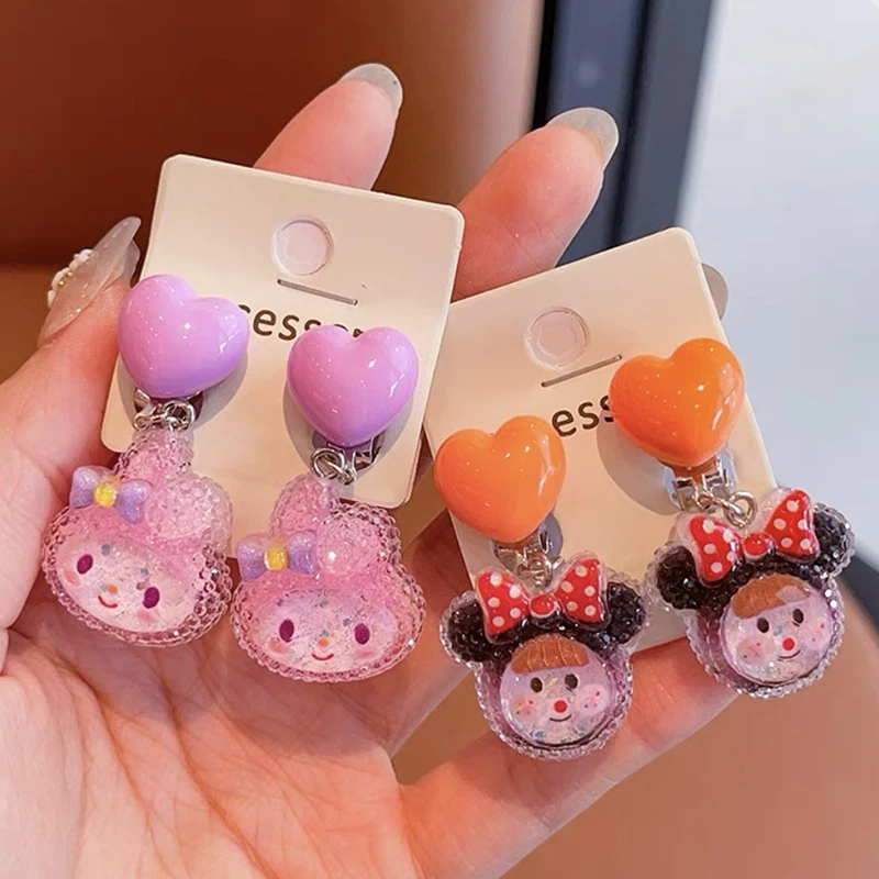 RC237 自粘女孩国风配饰品女童可爱时尚耳环公主无耳洞耳夹