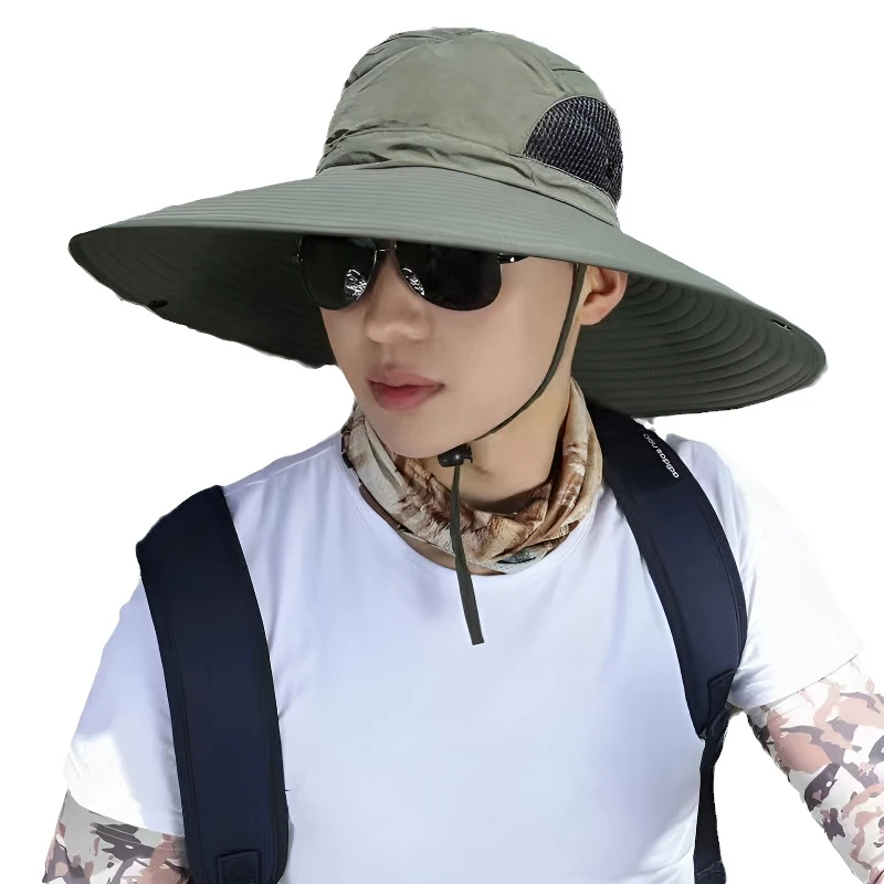 帽子男夏季大帽檐钓鱼帽防紫外线渔夫帽防晒遮阳户外太阳帽凉帽gh