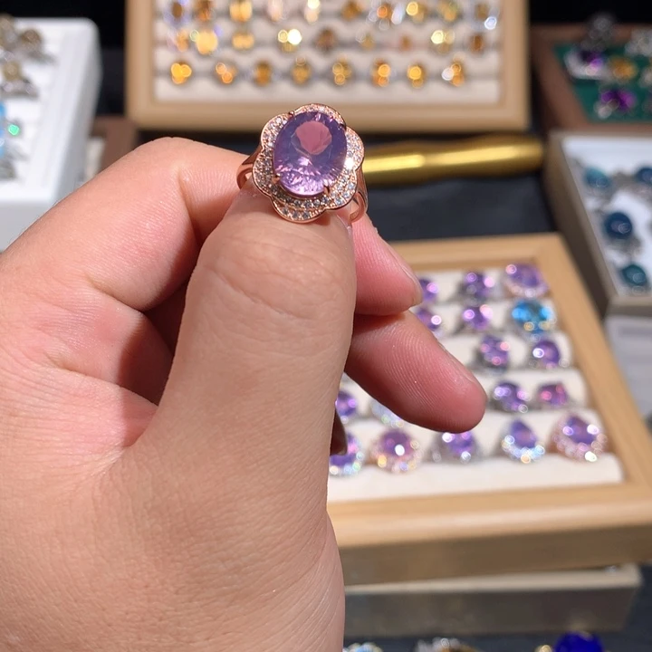 【闪购商品】水晶戒指银S925镶嵌L****创戒指