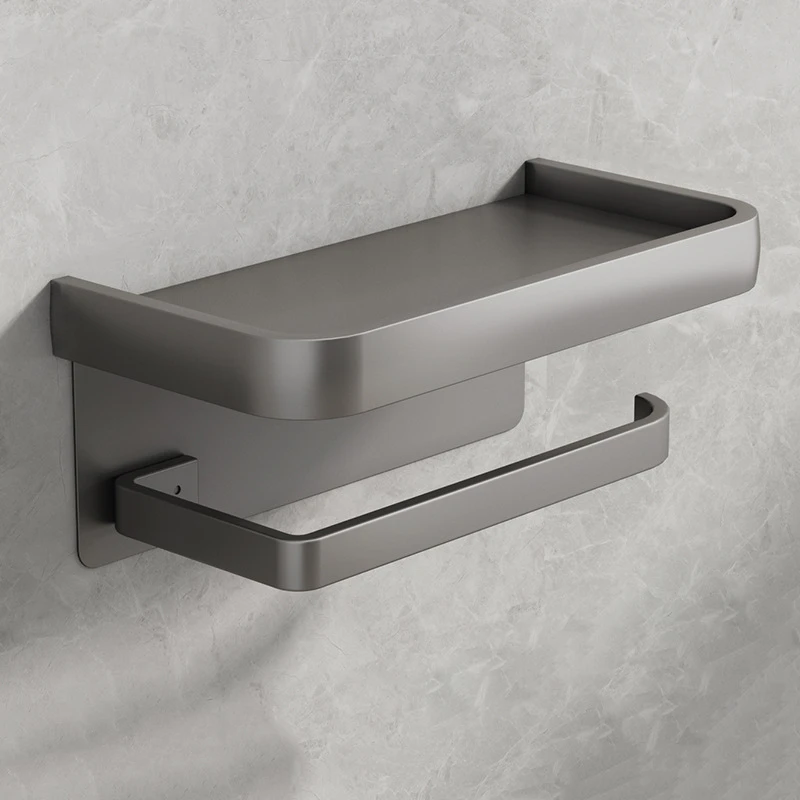 太空铝免打孔抽纸盒壁挂厕纸卫生间手机纸巾架子卷纸收纳置物浴室