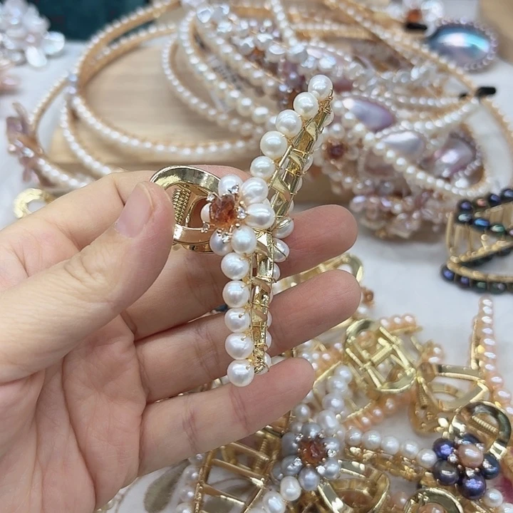 淡水珍珠发饰银S925镶嵌