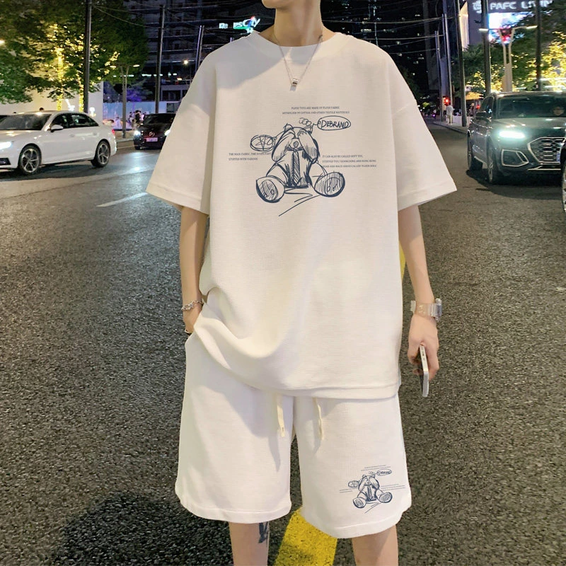 夏季宽松潮流男士短袖T恤印花动漫卡通免烫休闲青春时尚学生潮男