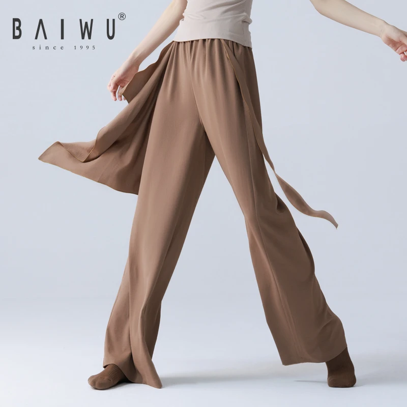 柏屋现代舞练功裤女成人舞蹈裤运动中国舞飘带宽松长裤124112081