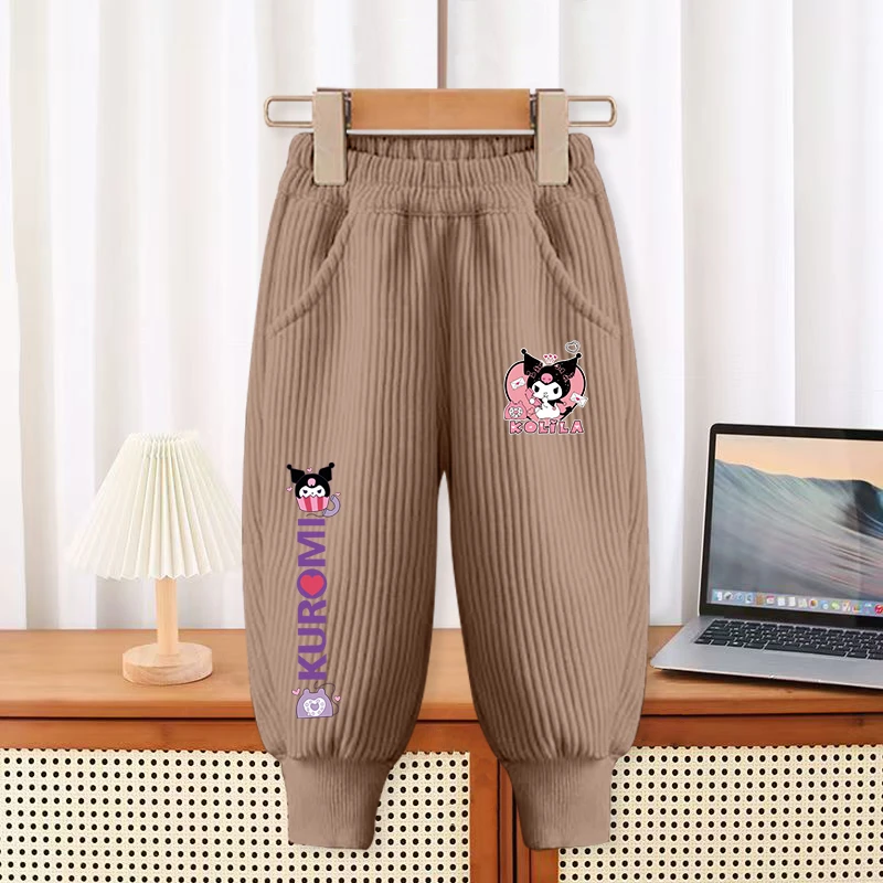 女童裤子春秋款儿童灯芯绒裤女孩卡通库洛米长裤中大童秋季束脚裤