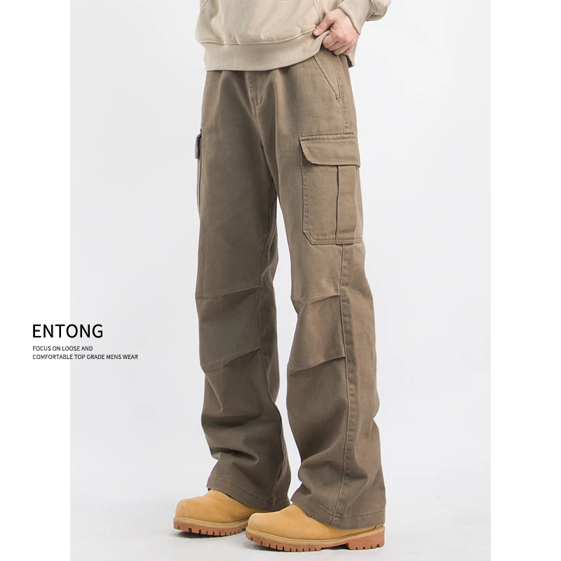 Entong美式复古cleanfit大口袋工装裤男生美拉德宽松直筒休闲长裤