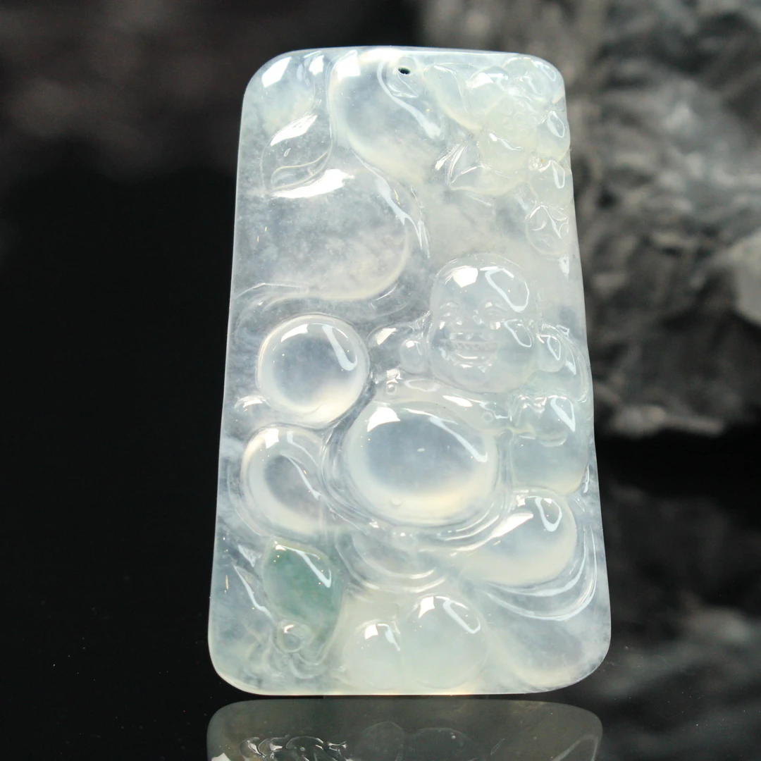 16ZB天然缅甸A货翡翠无事牌吊坠/701454嘉禾珍宝