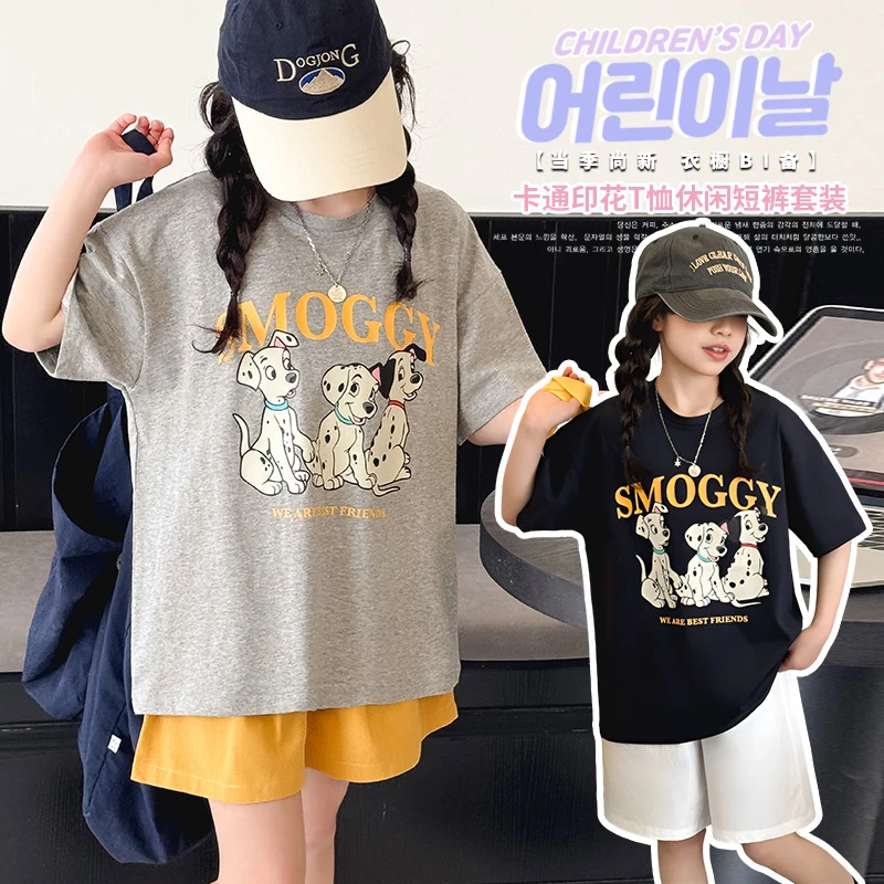 套装夏季女童中大童潮流四季流行时尚休闲宽松薄款半袖印花韩版