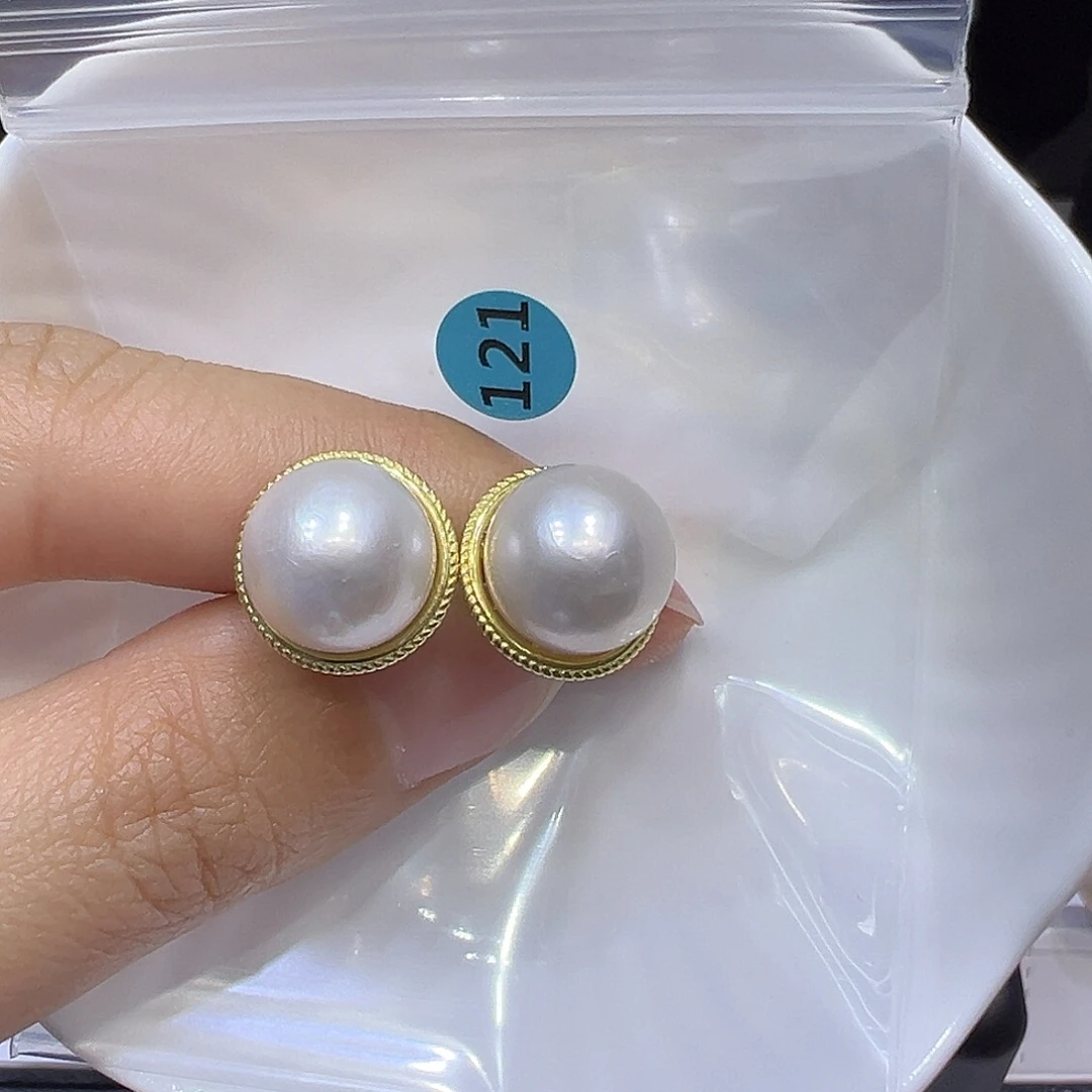 淡水珍珠耳饰银S925镶嵌