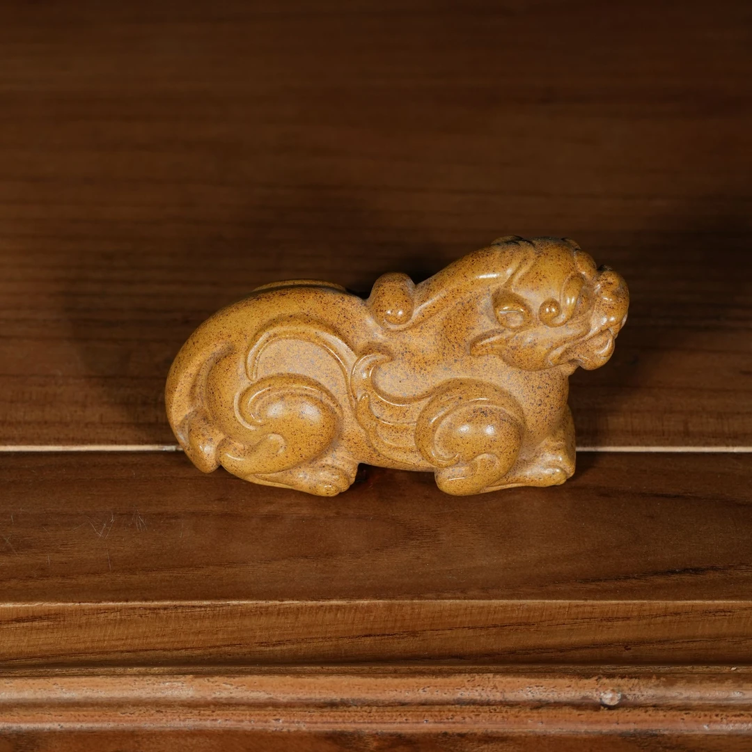 宜兴原矿龙骨金砂柴烧雕塑貔貅紫砂手工茶宠茶玩茶道摆件