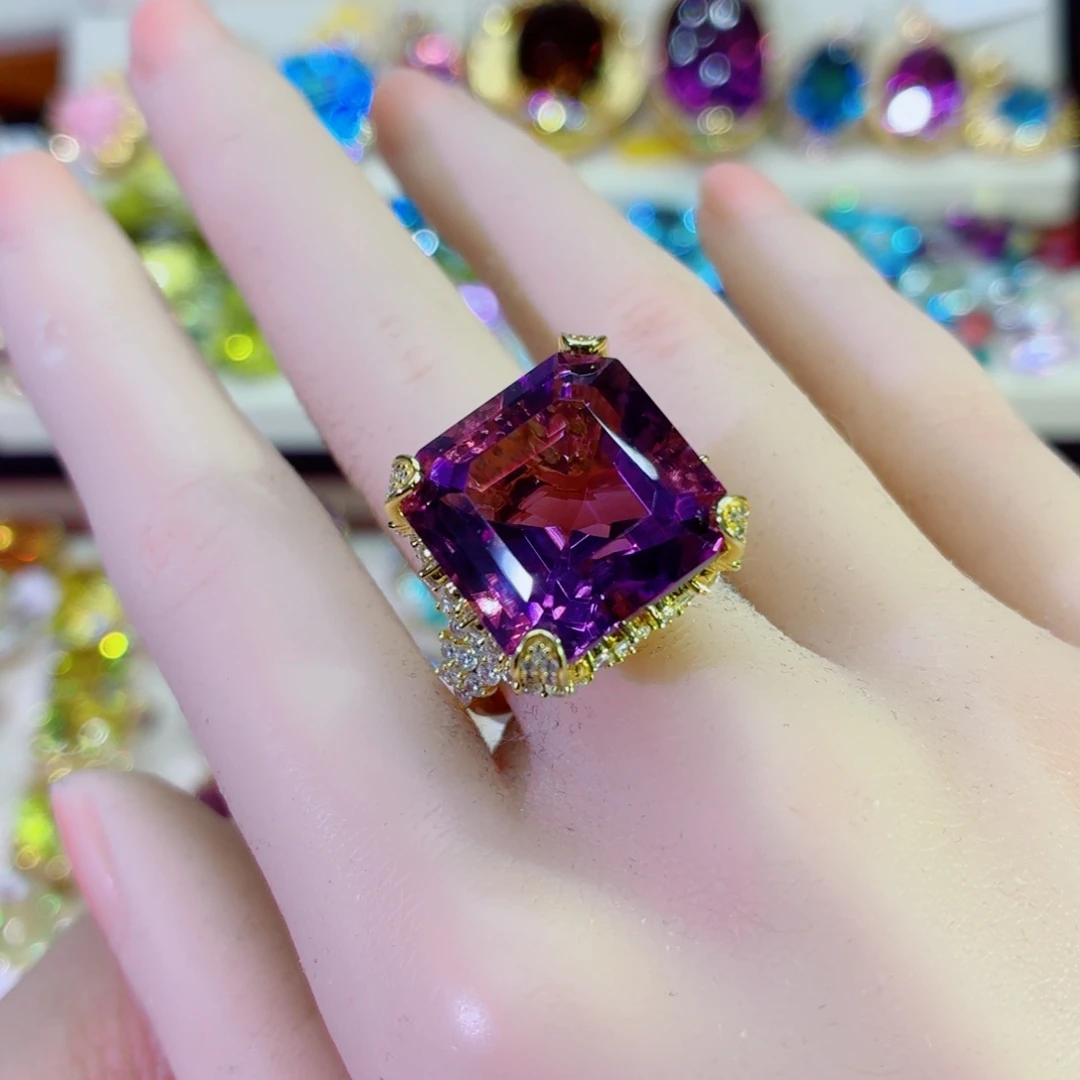 水晶戒指银S925镶嵌