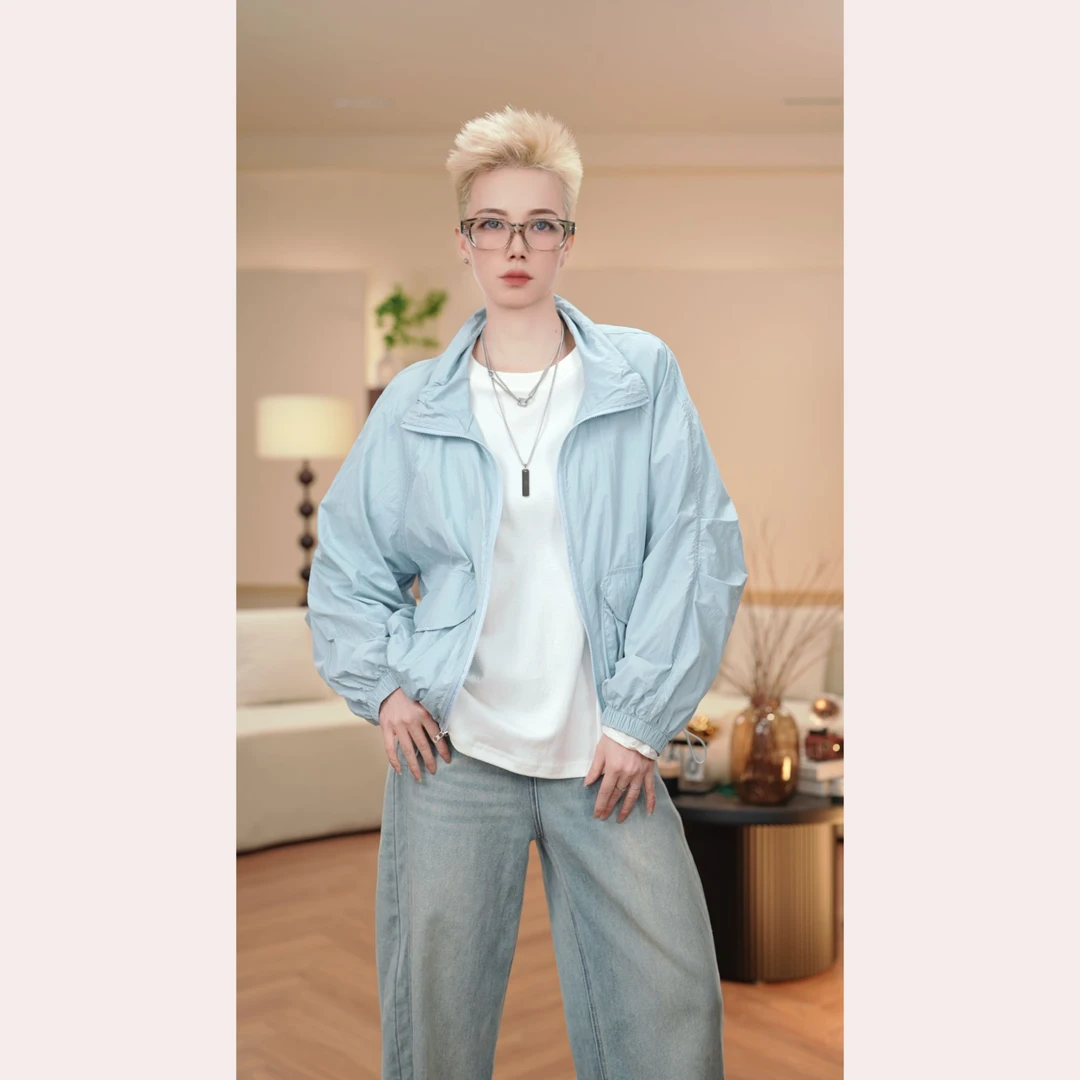 2025春季新款防晒服时尚简约版型薄款拉链长袖外套防晒休闲