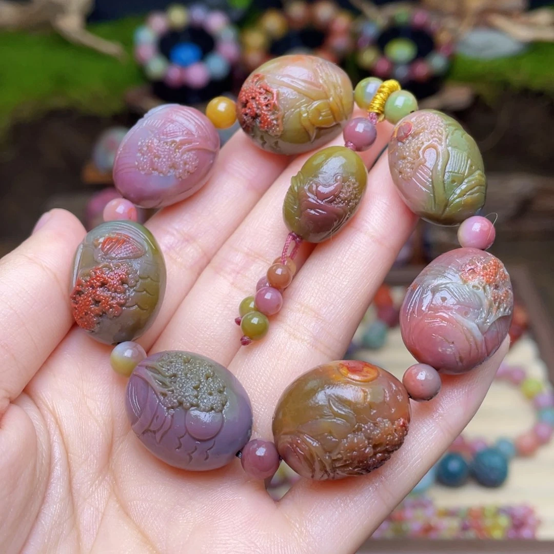 玛瑙/玉髓未镶嵌珠宝半成品盐源玛瑙包浆苏工山水蛋蛋