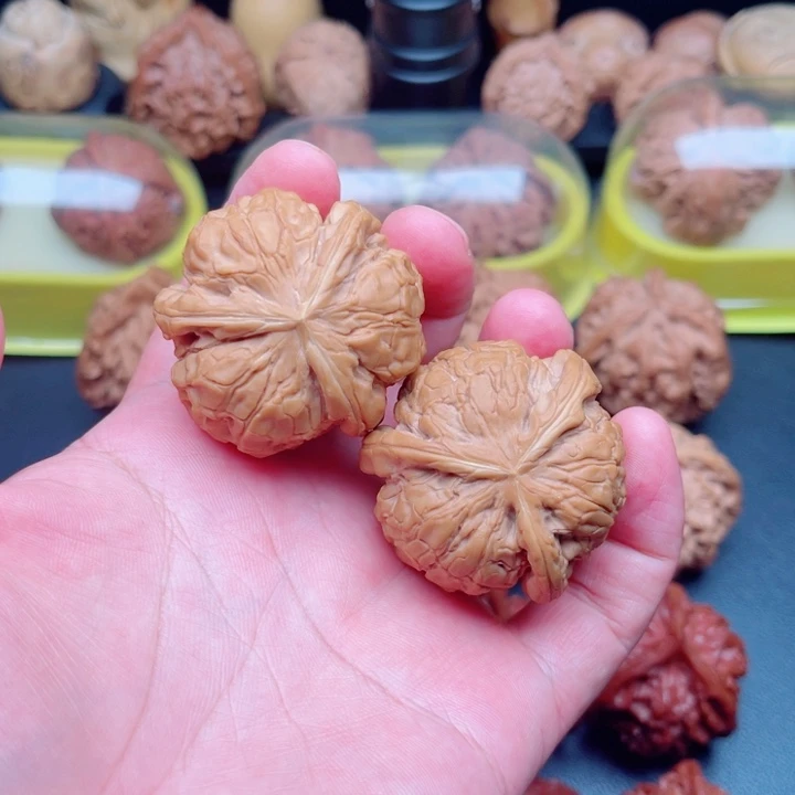 文玩核桃把件甲骨文狮子头三棱奔41×41×40