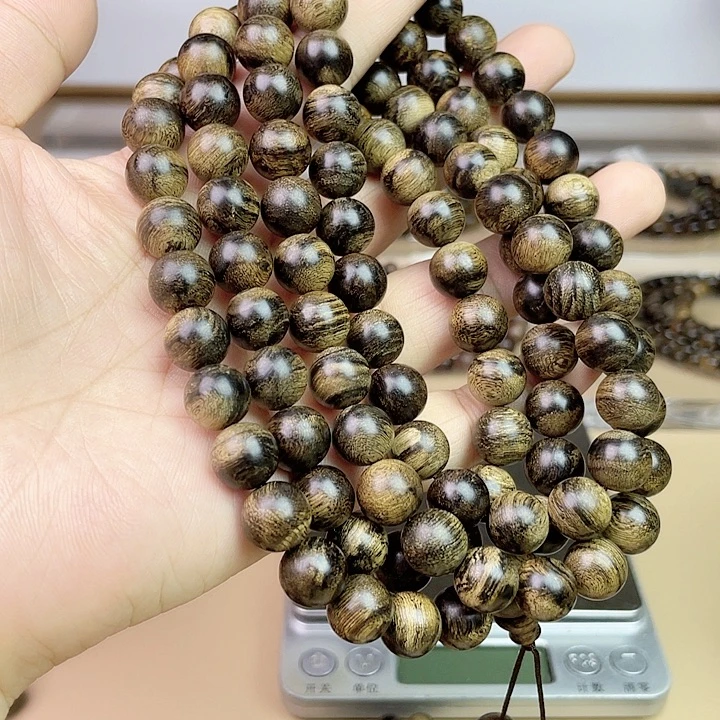 从***在沉香手串越南芽庄白奇玉化留疤嘤子虎斑