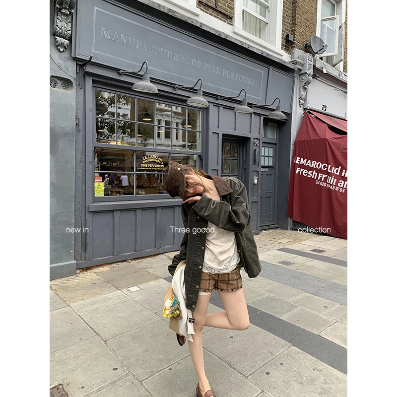 THREE GOOOD/三吉古堡典籍  复古水洗灯芯绒拼接领外套Y725Z13985