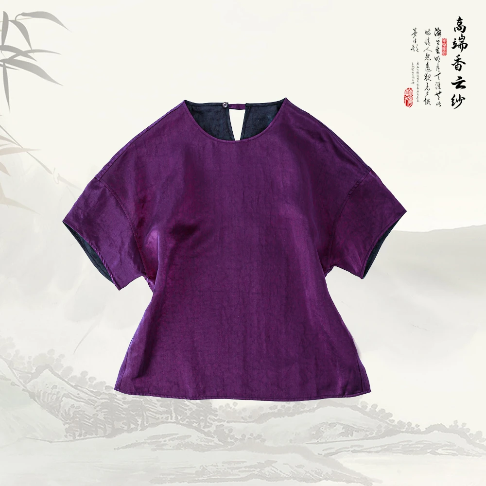 品牌新款复古圆领时尚宽松显瘦短袖上衣526188