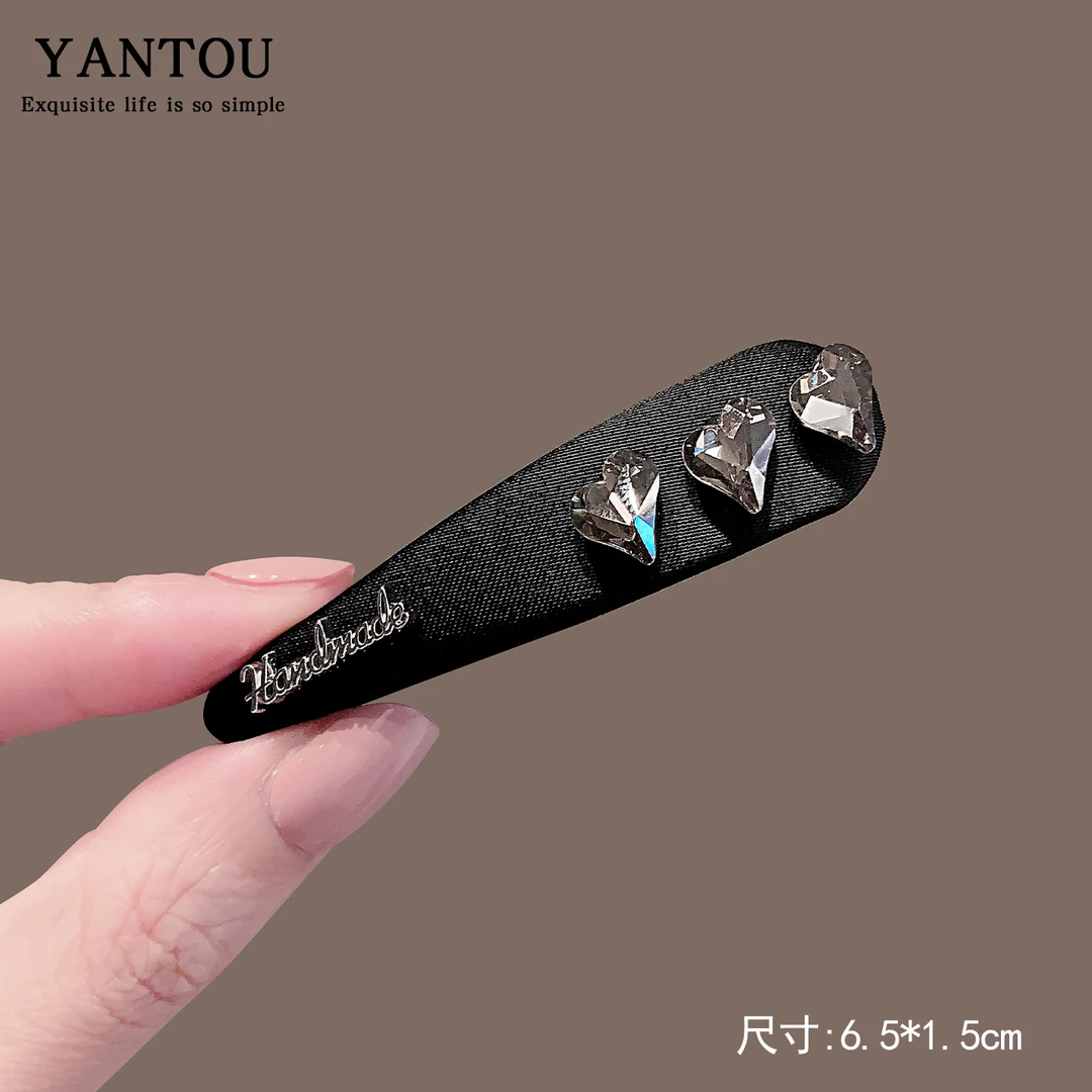 2025新款高级感水晶爱心发夹女侧边刘海碎发夹时尚气质边夹发卡
