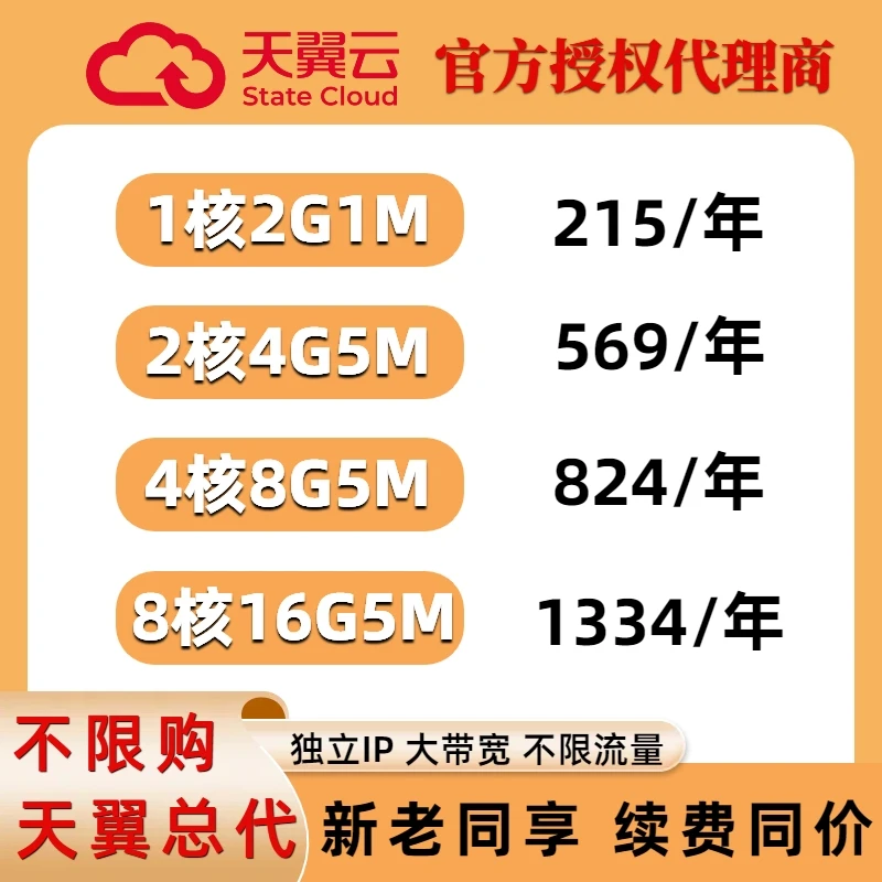 天翼云服务器网站搭建电商防关联独立IP游戏部署图形渲染企业上云