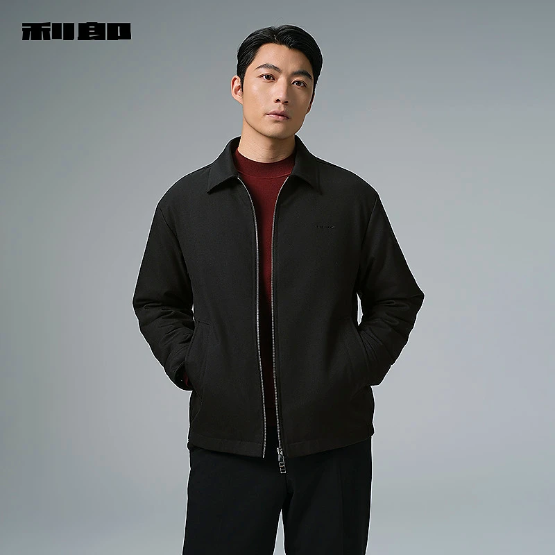 利郎官方 轻薄羽绒服男士商务短款翻领冬季新款保暖夹克外套男装