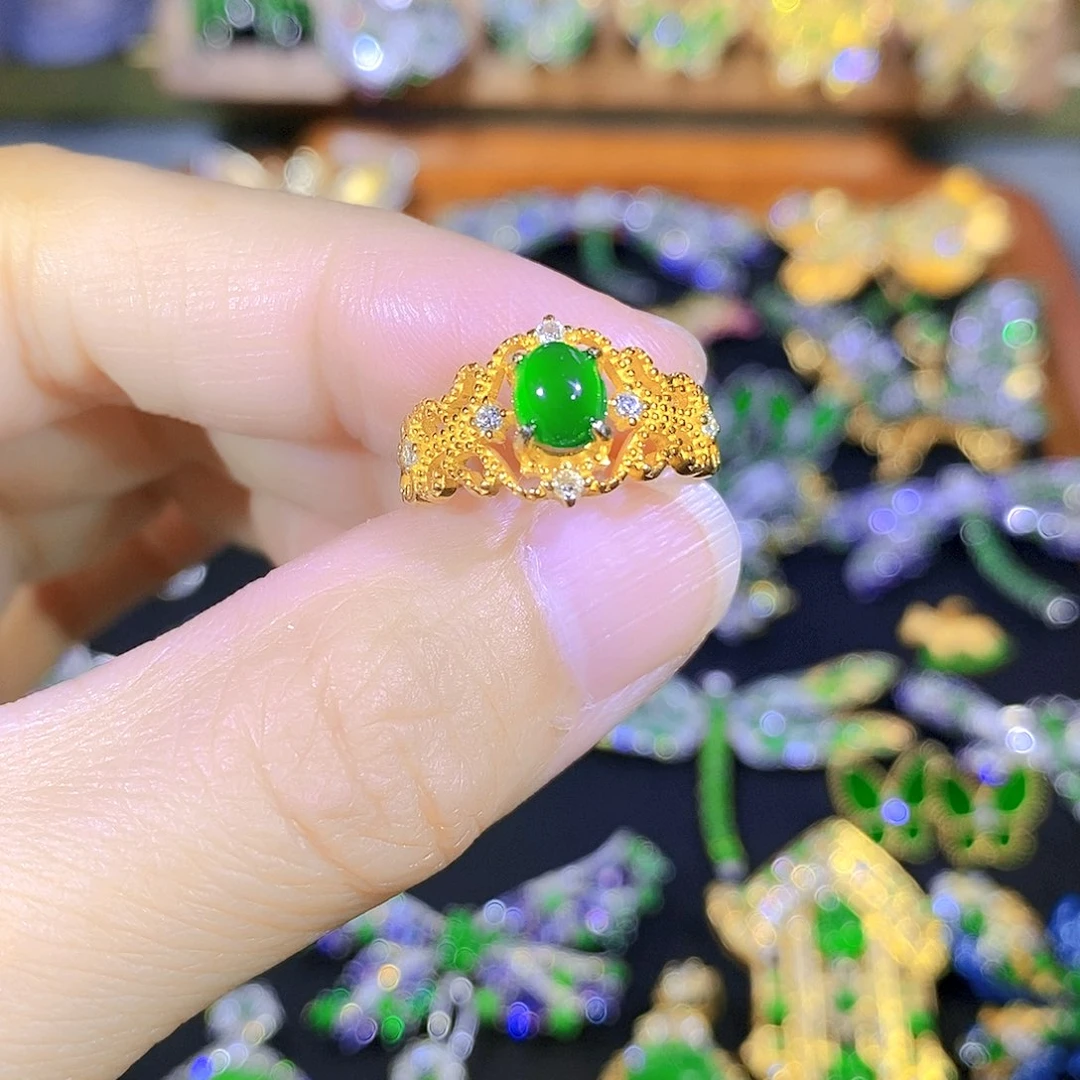 吊坠(不含链)银S925镶嵌翡翠