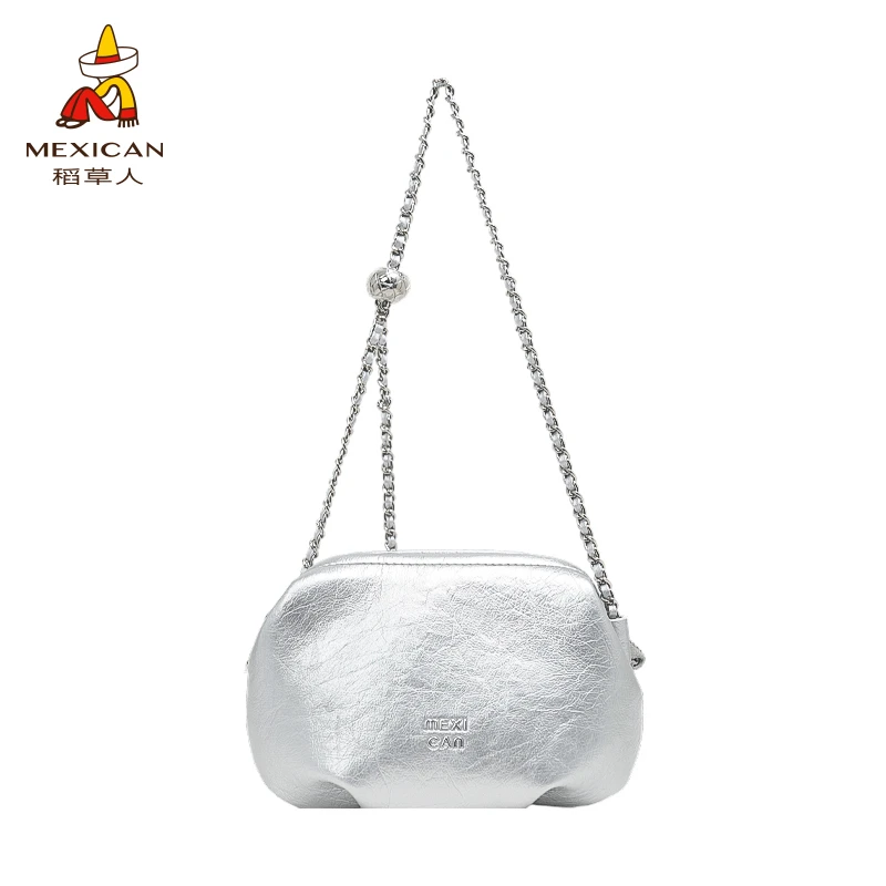 稻草人甜酷女士法式手提款单肩可调节简约福袋包青春斜挎包测