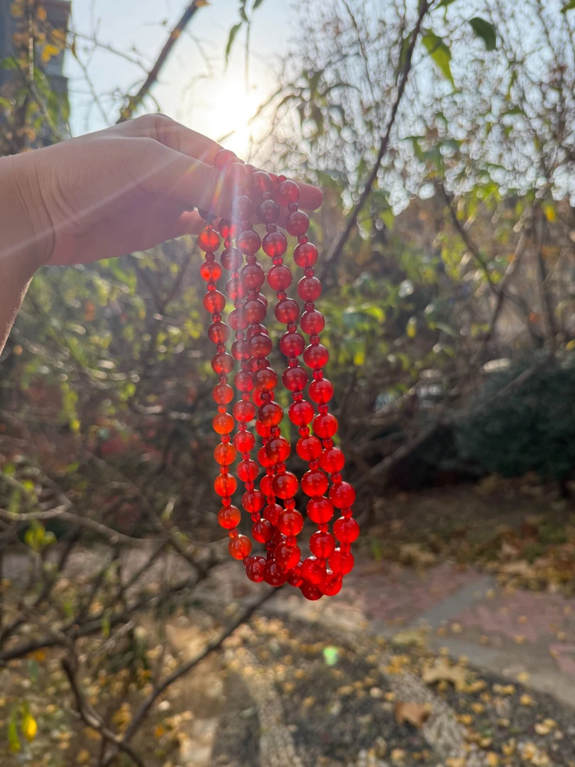 许我耀眼-天然红玛瑙双圈手串-多样性发其一C02