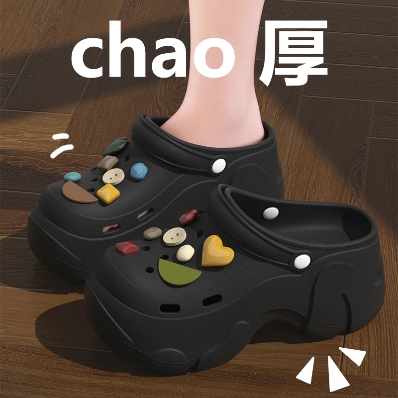 厚底洞洞鞋女款夏季外穿2025新款婚纱神器松糕增高跟沙滩凉鞋拖鞋