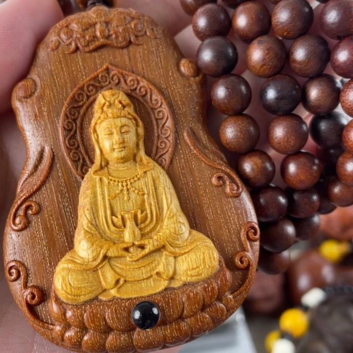 香榧木投影观音薄挂