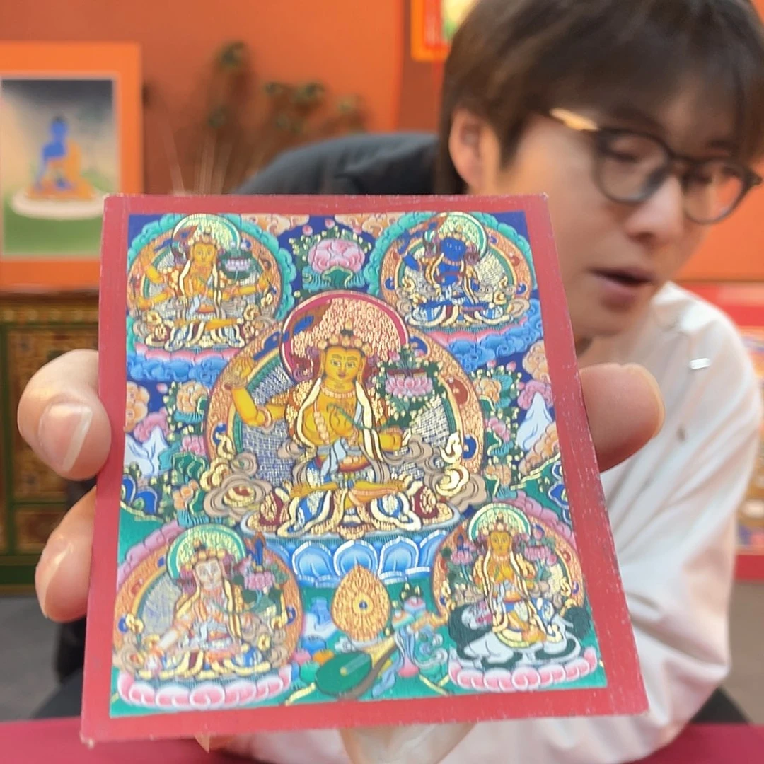 卷轴画8×10五文殊纯手绘