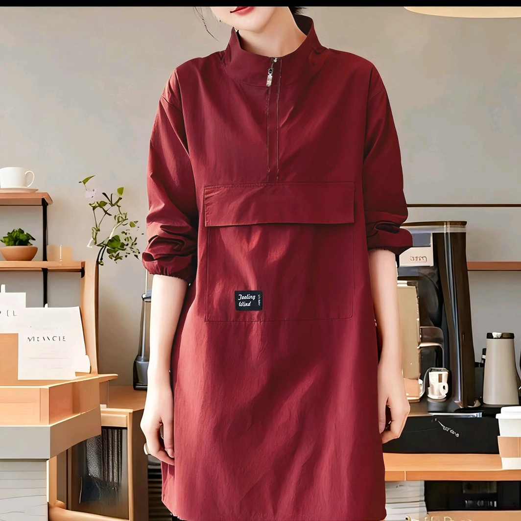 2026套头款长袖罩衣大口袋防泼水围裙厨房家用做饭工作服防油长款