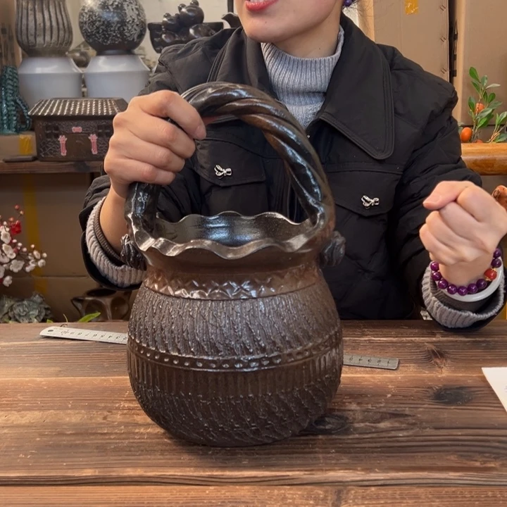 紫砂花盆色差瑕疵421111112把手不一样