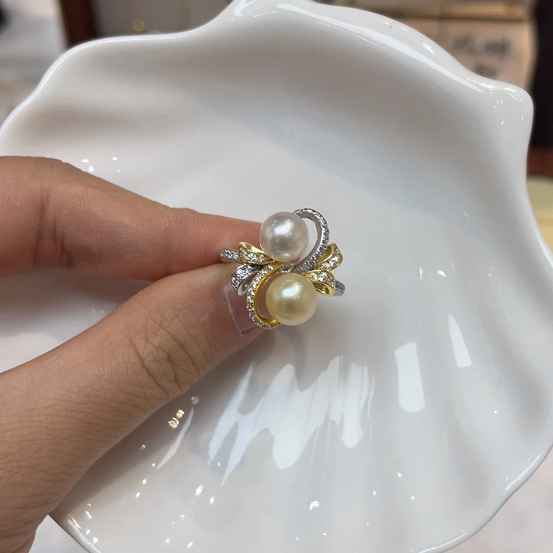 银S925镶嵌戒指海水珍珠