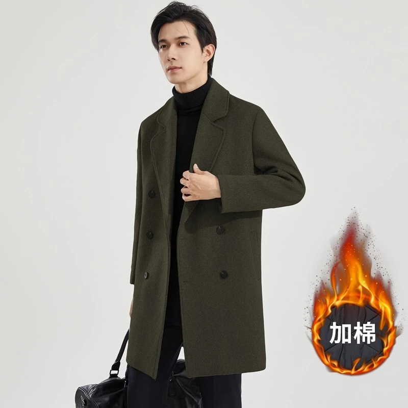 羊毛呢大衣冬季男士外套中长款毛呢子外套风衣高级感男装秋冬保暖