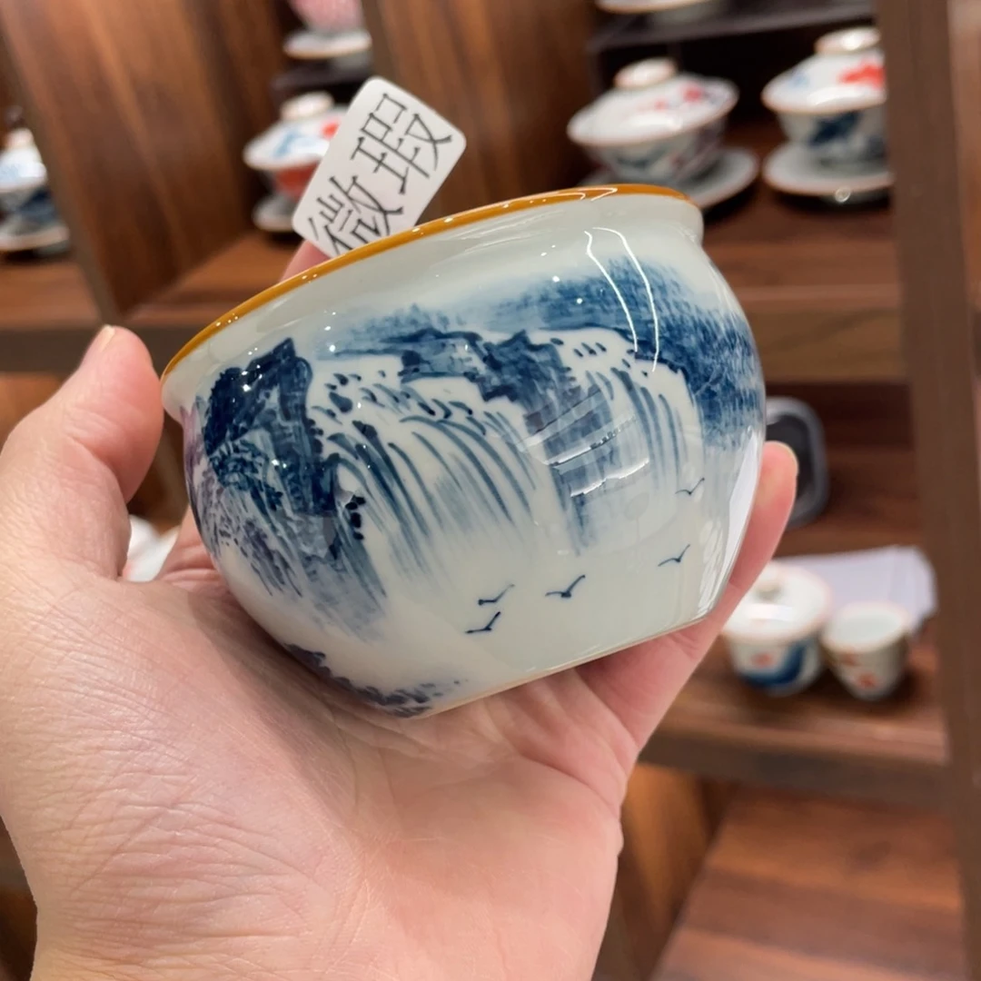 釉下手绘茶具微瑕