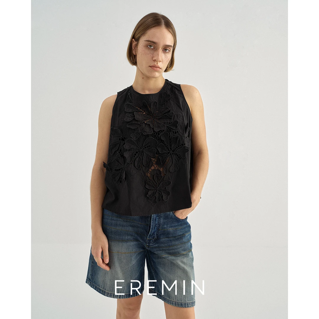 DE Mincollection花瓣背心/重工立体花朵刺绣减龄全棉背心55202