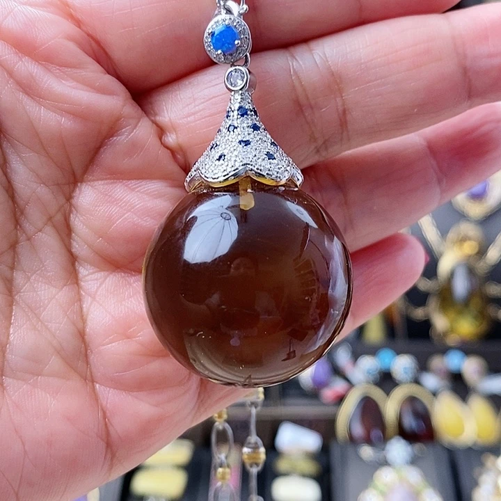 琥珀颈饰银S925镶嵌灵**吻吊坠