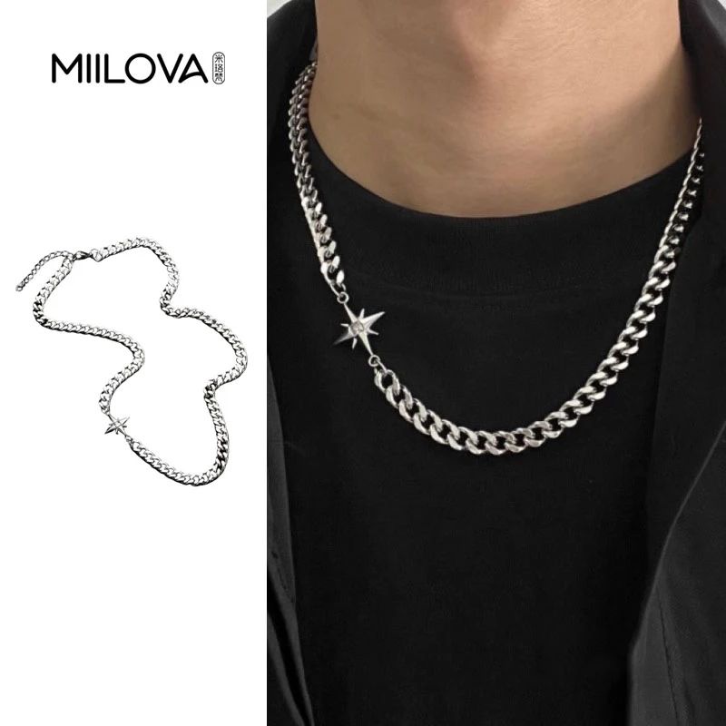 钛钢项链 星芒古巴链钛钢项链男女潮牌小众设计感嘻哈男生锁骨链