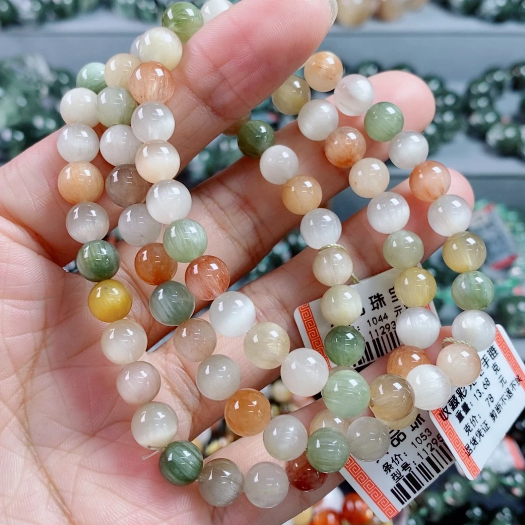 未镶嵌手链水晶彩兔毛多圈