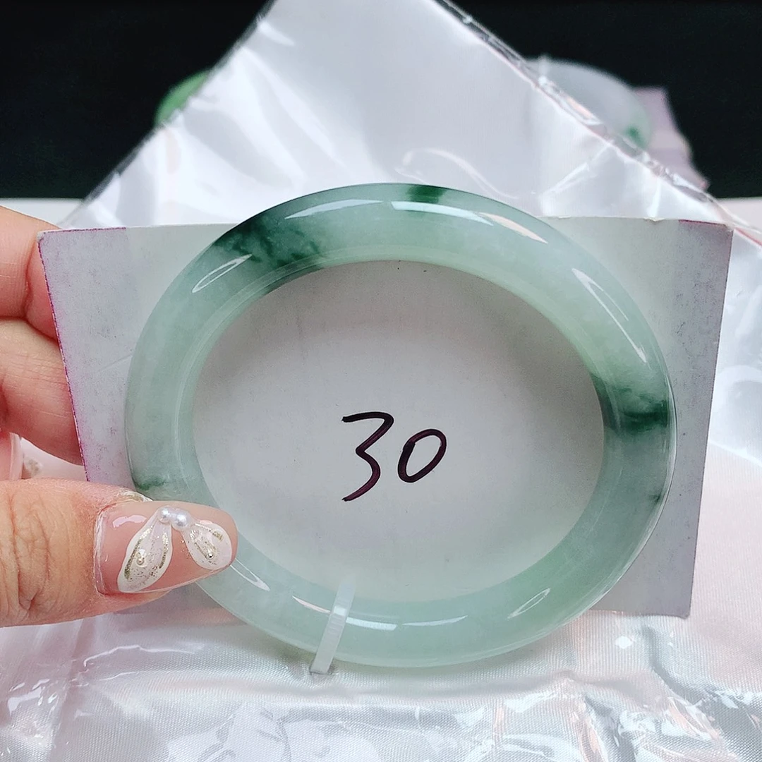 翡翠未镶嵌手镯圆条57