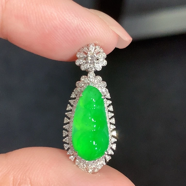 翡翠18K金镶嵌吊坠(不含链)