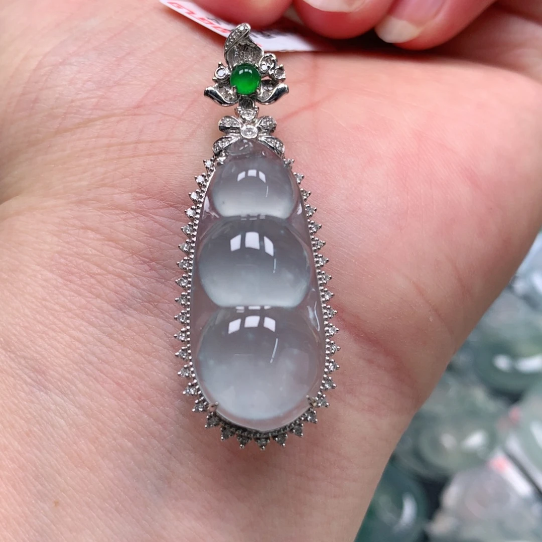 颈饰18K金镶嵌翡翠天然翡翠43+16.5+10