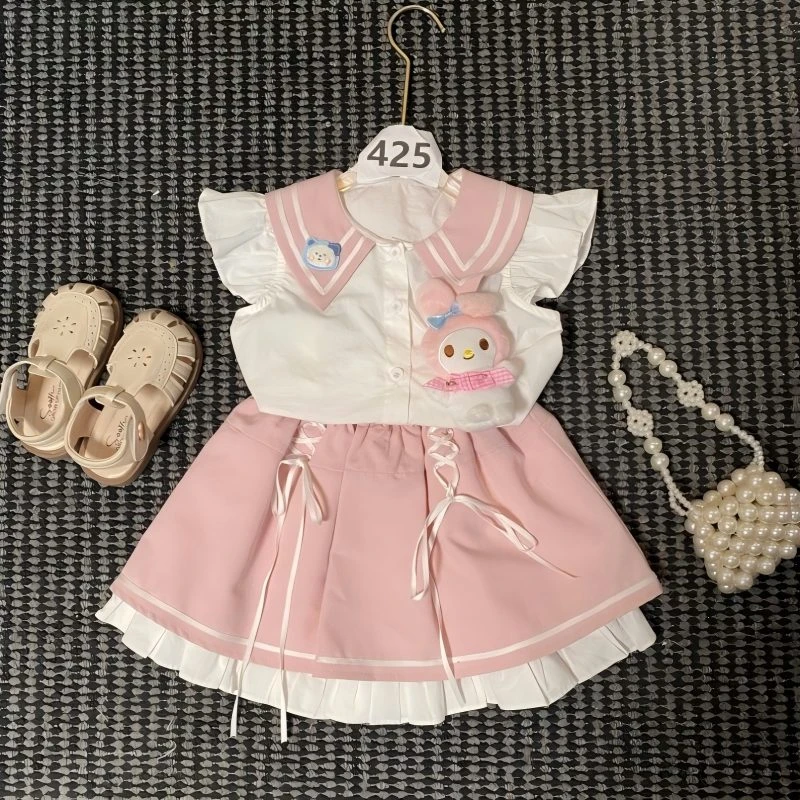 【41】-女童学院风套装夏季2025新款儿童服装卡通425