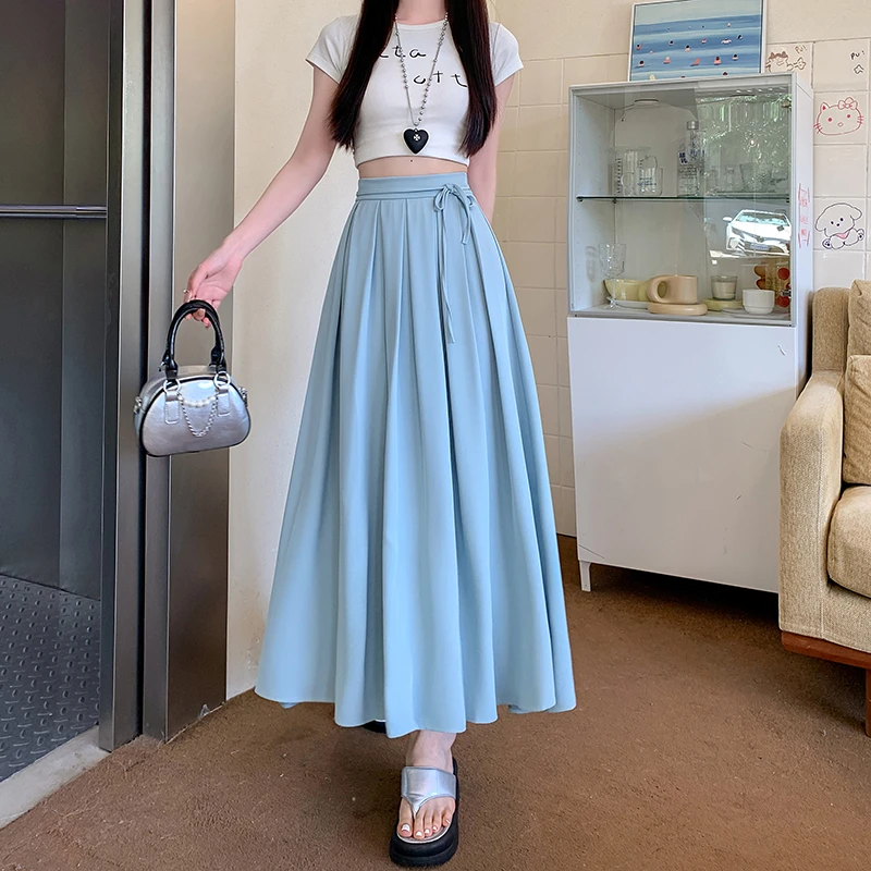 百褶半身裙中长款女夏季2025新款百搭半裙高腰显瘦气质裙