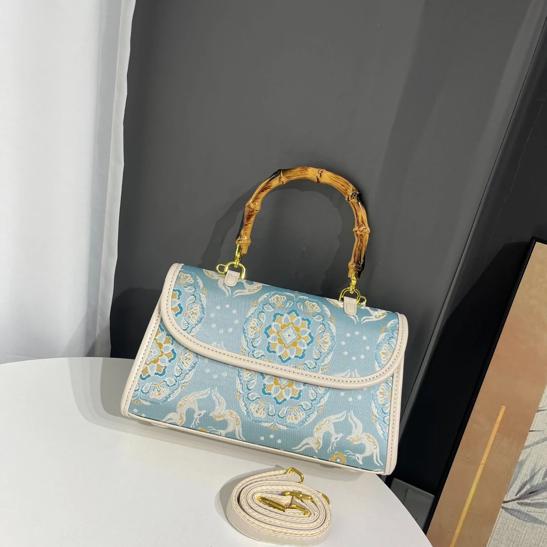 【花锦奔鹿竹节】新中式国风旗袍马面裙搭配复古手提斜挎肩包A188