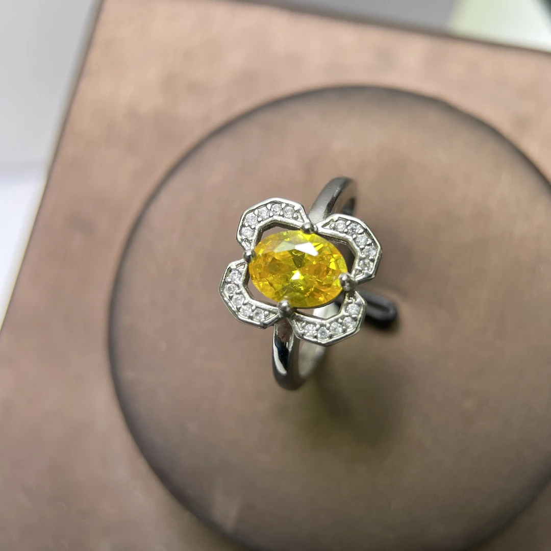 A190黄色戒指活口漂亮美丽精致培育开口可调节美丽