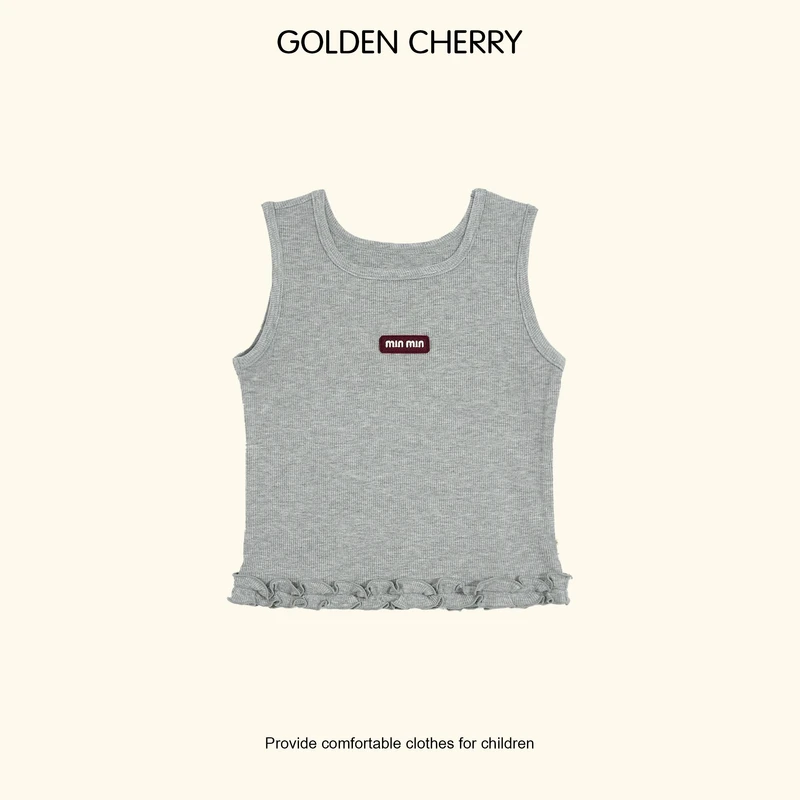 【Golden cherry】小童min字母红标花边无袖背心QDD700